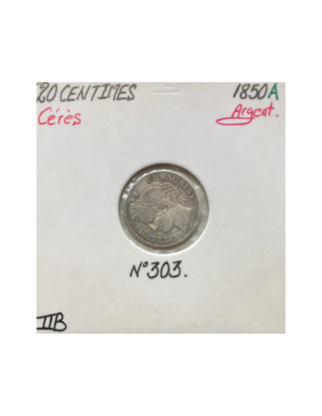 20 CENTIMES CERES - 1850A - Pièce de monnaie en Argent // TTB