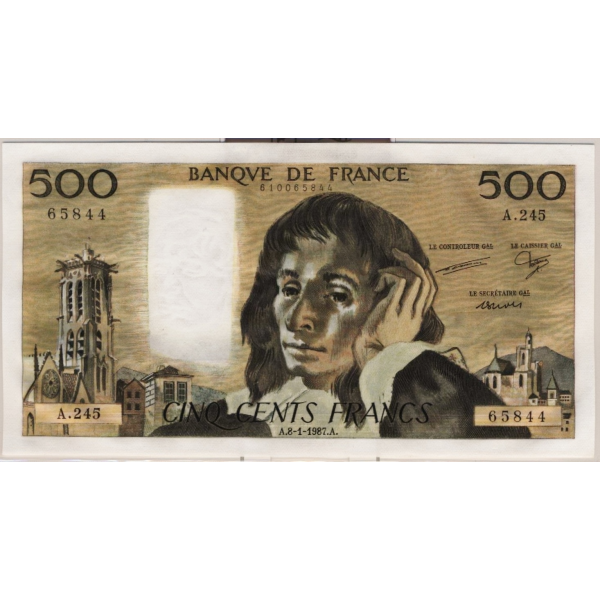 500 FRANCS PASCAL - 8.1.1987 - Billet...