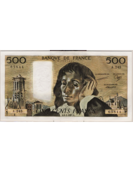 500 FRANCS PASCAL - 8.1.1987 - Billet de banque français (SUP) 65844