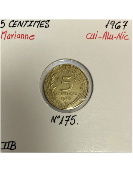 5 CENTIMES MARIANNE - 1967 - Monnaie en Cuivre-Alu-Nickel // Qualité : TTB