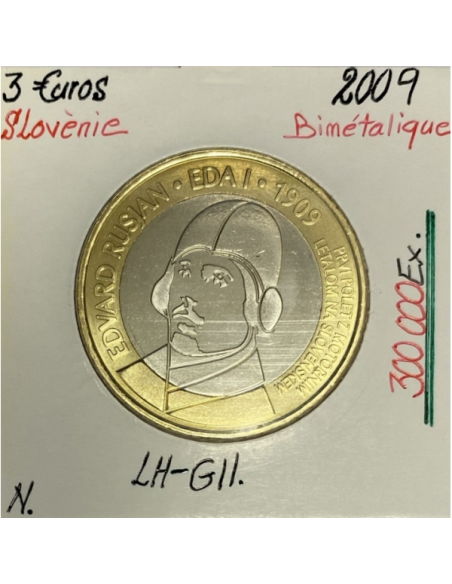SLOVENIE - 3 EURO - 2009 - Edvard Rusjan // Qualité : SUP