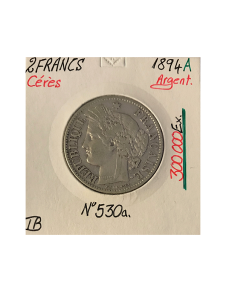 2 FRANCS CERES - 1894A - Pièce de monnaie en Argent // TB