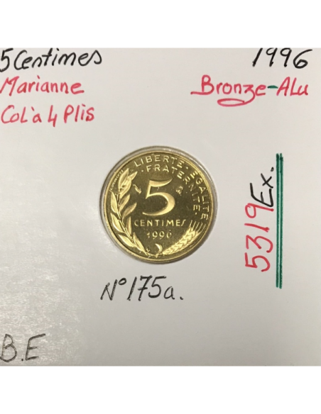 5 CENTIMES MARIANNE - 1996 - Pièce de Monnaie en Bronze-Alu // BE