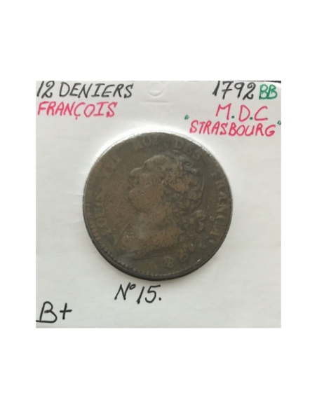 12 DENIERS - LOUIS XVI - 1792BB - Pièce de Monnaie en MDC // B+