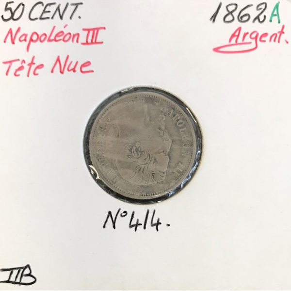 50 CENTIMES NAPOLEON III - 1862A -...