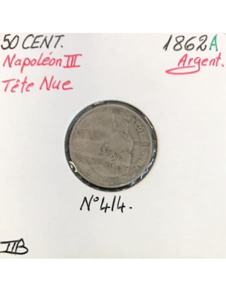 50 CENTIMES NAPOLEON III - 1862A - Pièce de monnaie en Argent // TTB