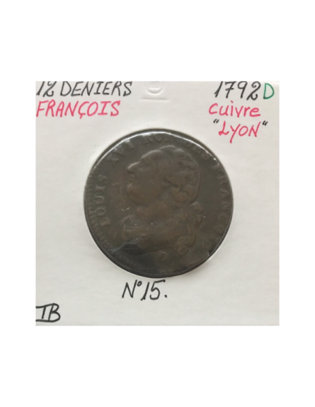 12 DENIERS - LOUIS XVI - 1792D - Pièce de Monnaie en Cuivre // TB