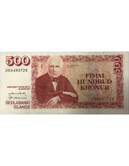 ISLANDE - 500 COURONNES (1961) - Billet de banque (TTB)