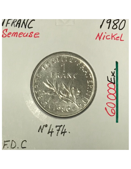 1 FRANC SEMEUSE - 1980 - Pièce de Monnaie en Nickel - FDC