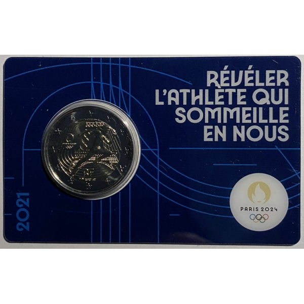 FRANCE - 2 EURO 2021 - JEUX OLYMPIQUES DE PARIS 2024 // COINCARD (BU) BLEU