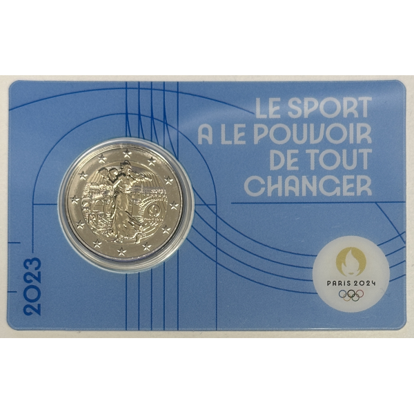 FRANCE - 2 EURO 2023 - JEUX OLYMPIQUES DE PARIS 2024 // COINCARD (BU) BLEU