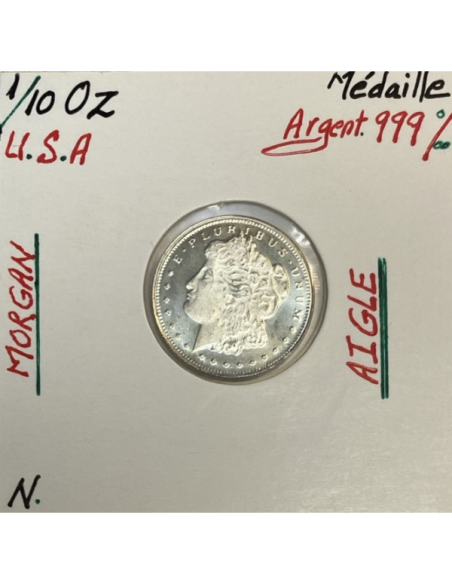 USA - MEDAILLE AMERICAINE EN ARGENT (1/10 OZ) MORGAN ET AIGLE
