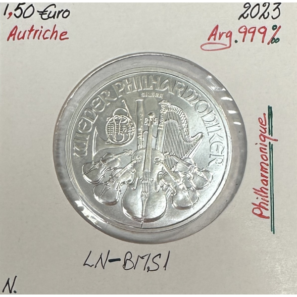 AUTRICHE - 1 EURO 1/2 EN ARGENT - Orchestre philharmonique // 2023