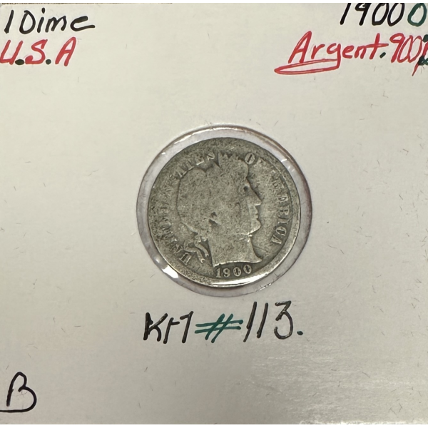 ETATS-UNIS - 1 DIME 1900 O - Pièce de...
