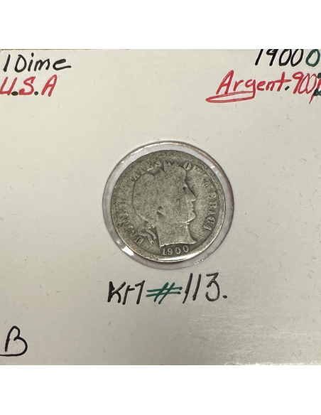 ETATS-UNIS - 1 DIME 1900 O - Pièce de Monnaie en Argent / Qualité : B