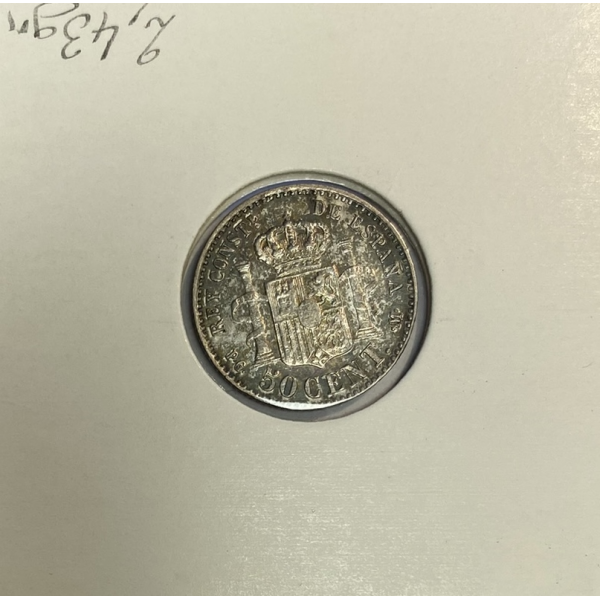 ESPAGNE - 50 CENT 1892 GS 2 - Pièce...