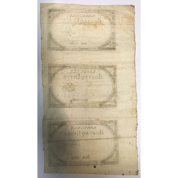 3 ASSIGNATS de CINQ LIVRES de FRANCE...