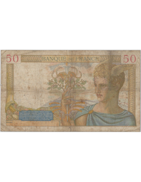 50 FRANCS CERES - 7.1.1935 - Billet de banque français (B+)