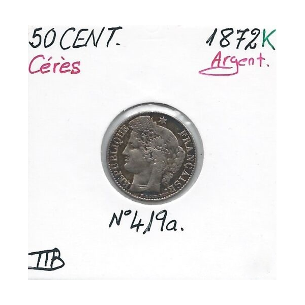 50 CENTIMES CERES - 1872K - Pièce de...