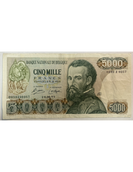 BELGIQUE - 5 000 FRANCS (Type André Vesalius) BILLET DE BANQUE // Qualité : TTB