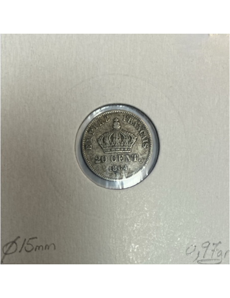 20 CENTIMES NAPOLEON III (1864BB) Pièce de monnaie en Argent // Qualité : TB