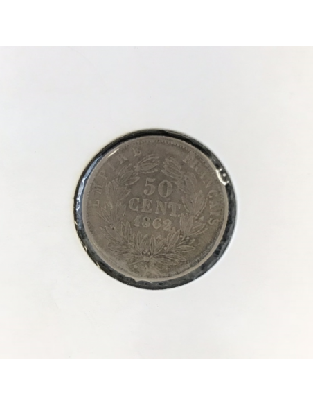 50 CENTIMES NAPOLEON III - 1862A - Pièce de monnaie en Argent // TTB