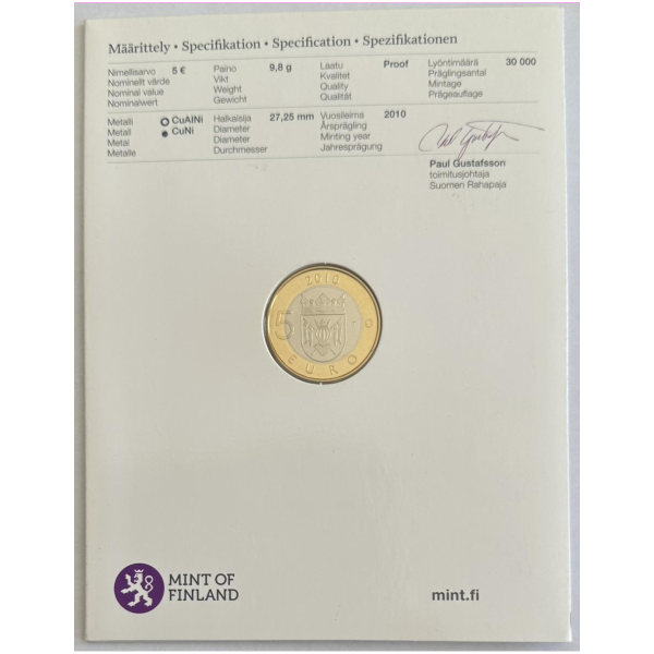 FINLANDE - 5 EURO 2010 - Travail du...
