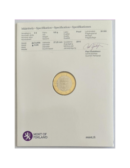 FINLANDE - 5 EURO 2010 - Travail du Bois // Coffret Belle Epreuve