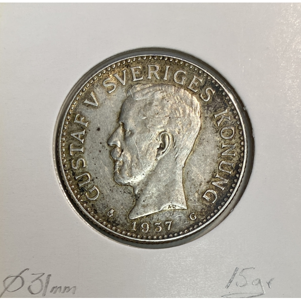 SUEDE - 2 KRONER 1937 G - Pièce de...