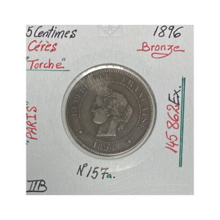 5 CENTIMES CERES (1896 A) Paris - Torche - Monnaie en...
