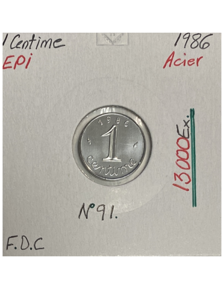 1 CENTIME EPI - 1986 - Pièce de monnaie en Acier // Qualité : FDC
