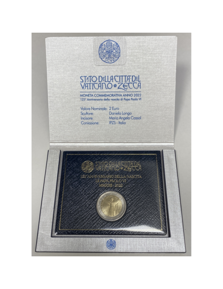 Vatican - 2 Euro en Coffret Brillant Universel 2022 - Naissance du Pape Paul VI