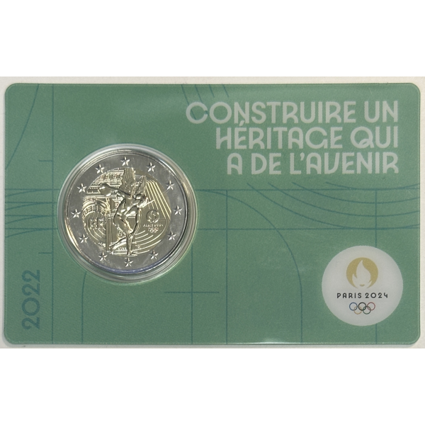 FRANCE - 2 EURO 2022 - JEUX OLYMPIQUES DE PARIS 2024 // COINCARD (BU) VERT