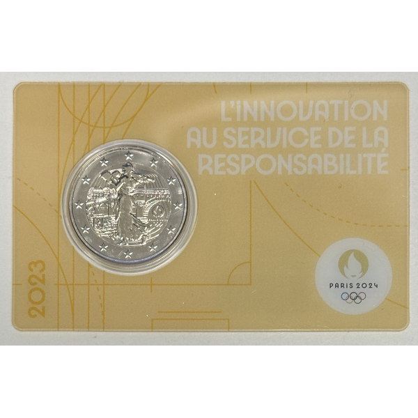 FRANCE - 2 EURO 2023 - JEUX OLYMPIQUES DE PARIS 2024 // COINCARD (BU) JAUNE