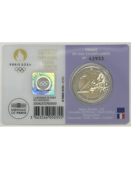 FRANCE - 2 EURO 2023 - JEUX OLYMPIQUES DE PARIS 2024 // COINCARD (BU) VIOLET