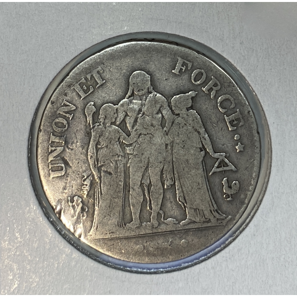 5 FRANCS UNION ET FORCE - L'AN 7A -...