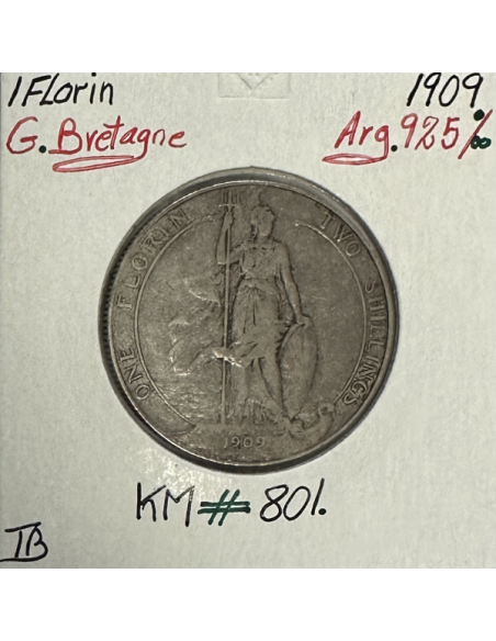 ROYAUME-UNI / GRANDE BRETAGNE (1 Florin 1909) Monnaie en Argent // Qualité : TB