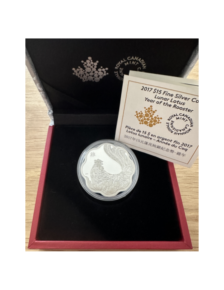 CANADA - 15 DOLLARS 2017 - Pièce en argent // COFFRET BE - Année du Coq