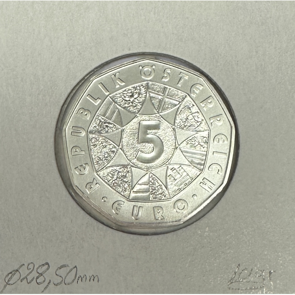 AUTRICHE - 5 EURO EN ARGENT (2015) 60...
