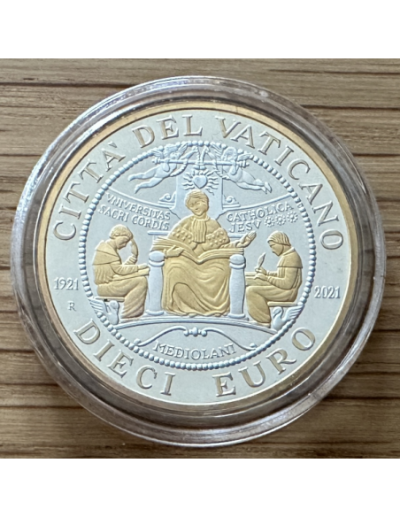 VATICAN - 10 EURO EN ARGENT 2021 en Coffret BE - UNIVERSITE (avec dorure)