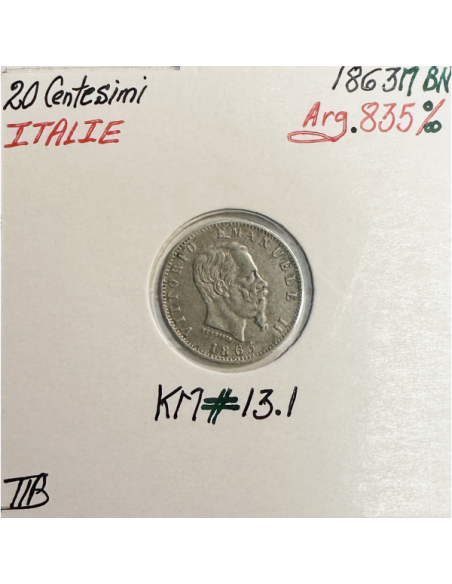 ITALIE - 20 CENTESIMI 1863M BN - Pièce de Monnaie en Argent // Qualité : TTB
