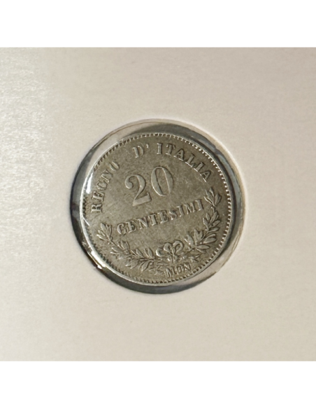 ITALIE - 20 CENTESIMI 1863M BN - Pièce de Monnaie en Argent // Qualité : TTB
