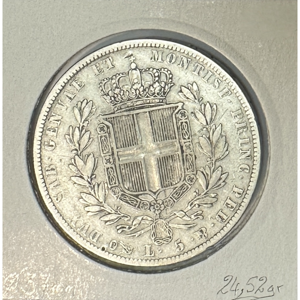 ITALIE - 5 LIRE 1837 - SARDAIGNE -...