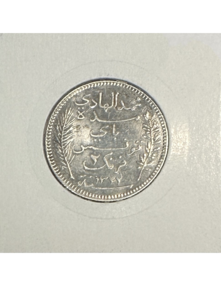 TUNISIE - 2 FRANCS 1904A (AH 1322) - Pièce de Monnaie en Argent // Qualité : TTB