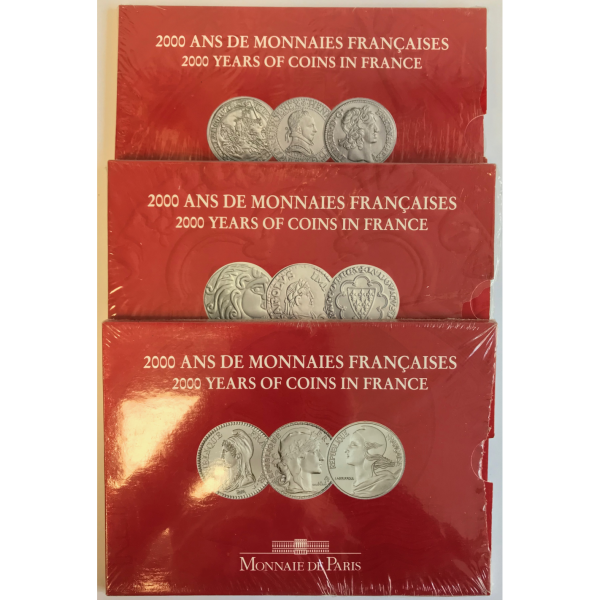FRANCE - 3 Coffrets BU 2000 - 200 ANS...
