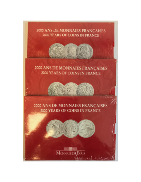FRANCE - 3 Coffrets BU 2000 - 200 ANS DE MONNAIES FRANCAISES // BU