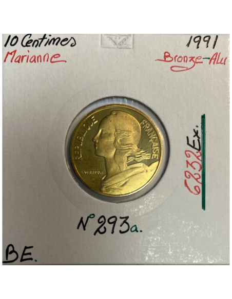 10 CENTIMES MARIANNE - 1991 - Pièce de Monnaie en Bronze-Alu (BE)