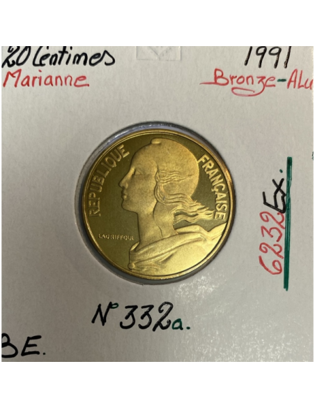 20 CENTIMES MARIANNE - 1991 - Pièce de Monnaie en Bronze-Alu // BE