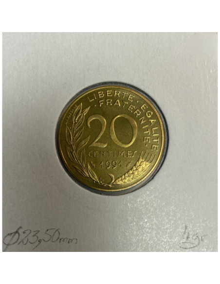 20 CENTIMES MARIANNE - 1991 - Pièce de Monnaie en Bronze-Alu // BE