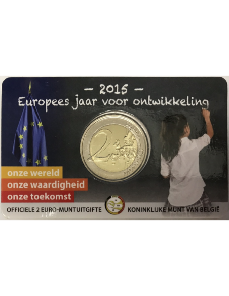 BELGIQUE - 2 EURO 2015 - ANNEE DU DEVELOPPEMENT // COIN CARD